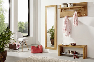 Garderobe Set Holz massiv Wildeiche Z20679-2